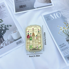 Vintage 3D Castle Makeup Mirror with Rhinestones