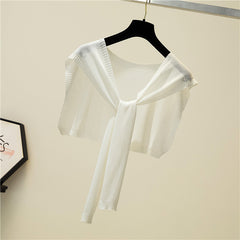 Solid Sunscreen Shawl Wrap Thin Knitted Versatile Scarf for Women