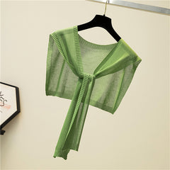 Solid Sunscreen Shawl Wrap Thin Knitted Versatile Scarf for Women
