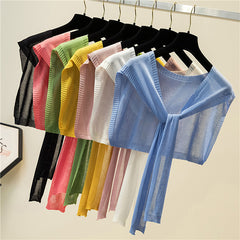 Solid Sunscreen Shawl Wrap Thin Knitted Versatile Scarf for Women