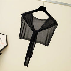 Solid Sunscreen Shawl Wrap Thin Knitted Versatile Scarf for Women
