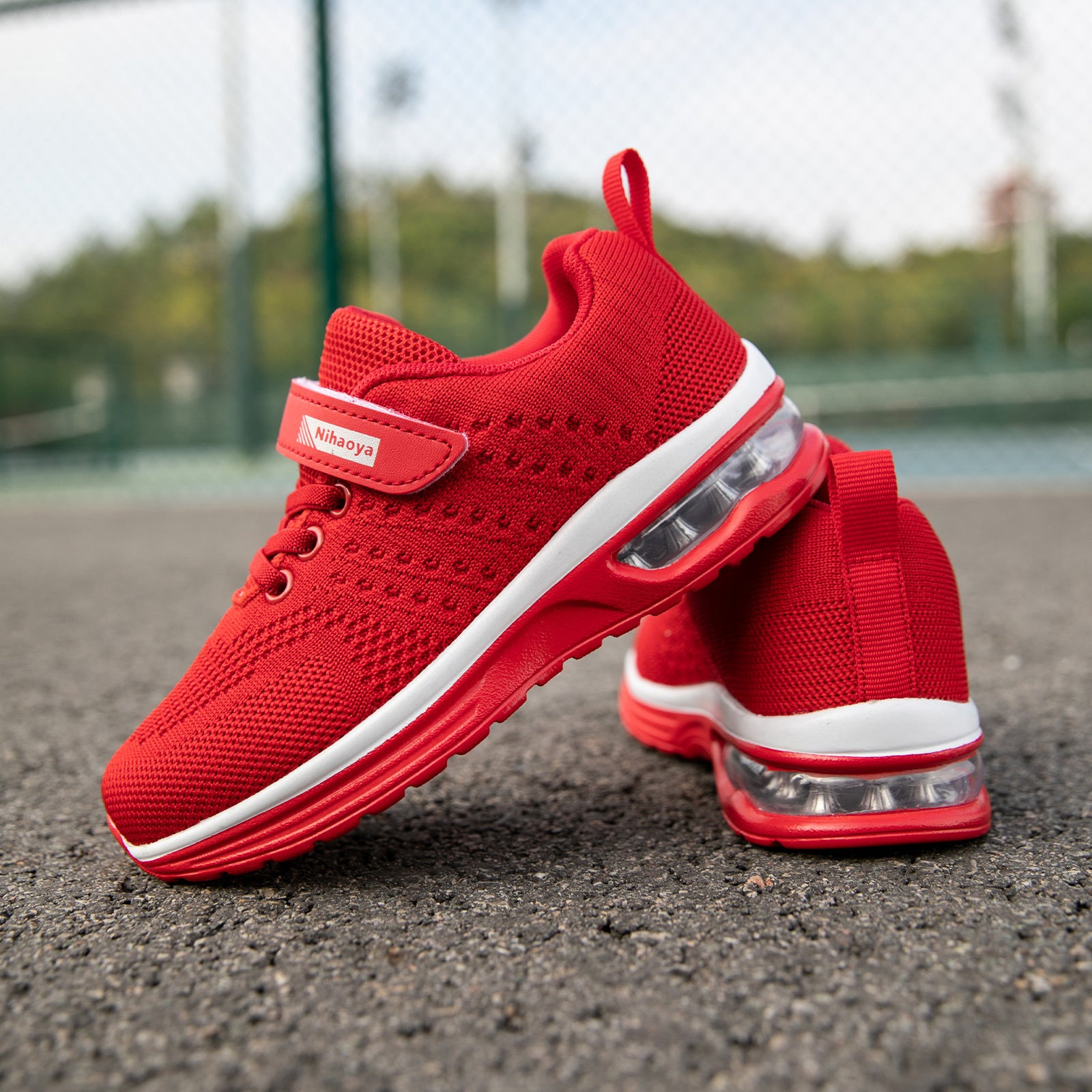 Boys Mesh Striped Lace-up Running Shoes Outdoor Sneakers