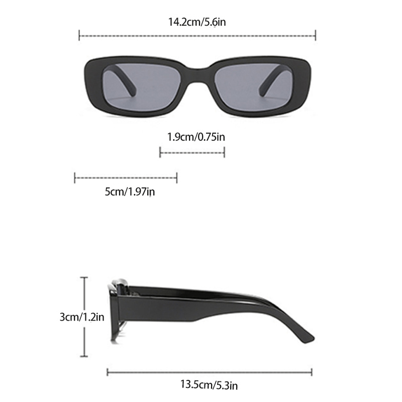 Y2K Rectangle Sunglasses Retro UV400 Sun Shades Glasses
