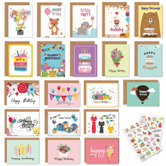 20pcs Happy Birthday Card Set with Envelope Sticker DIY Combo
