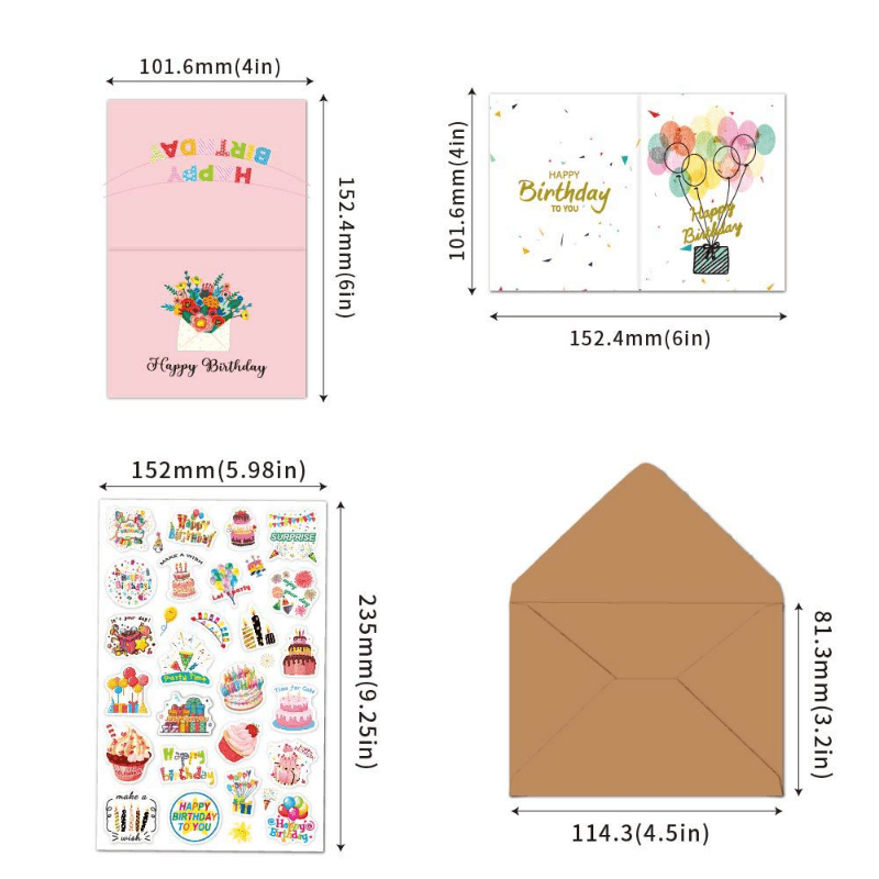 20pcs Happy Birthday Card Set with Envelope Sticker DIY Combo