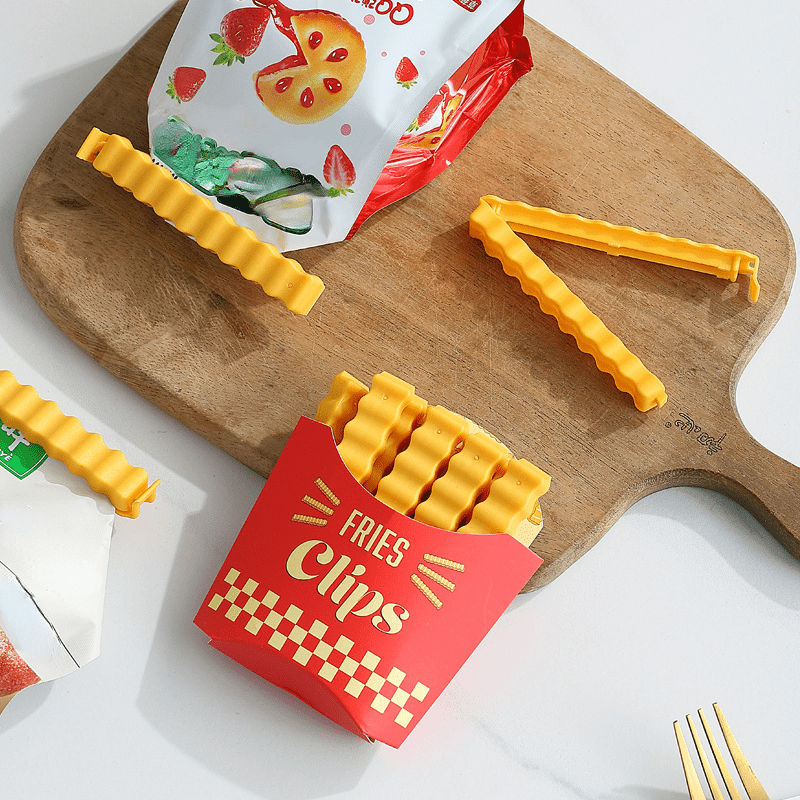 12pcs French Fries Sealing Clip With Storage Box Snack Bag Sealing Clip