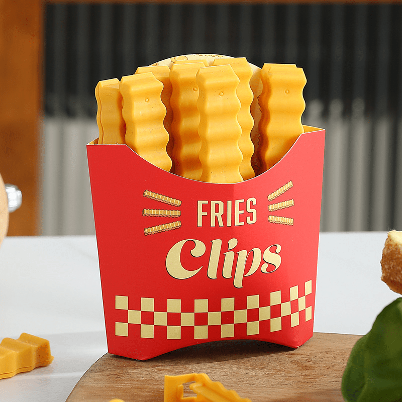 12pcs French Fries Sealing Clip With Storage Box Snack Bag Sealing Clip