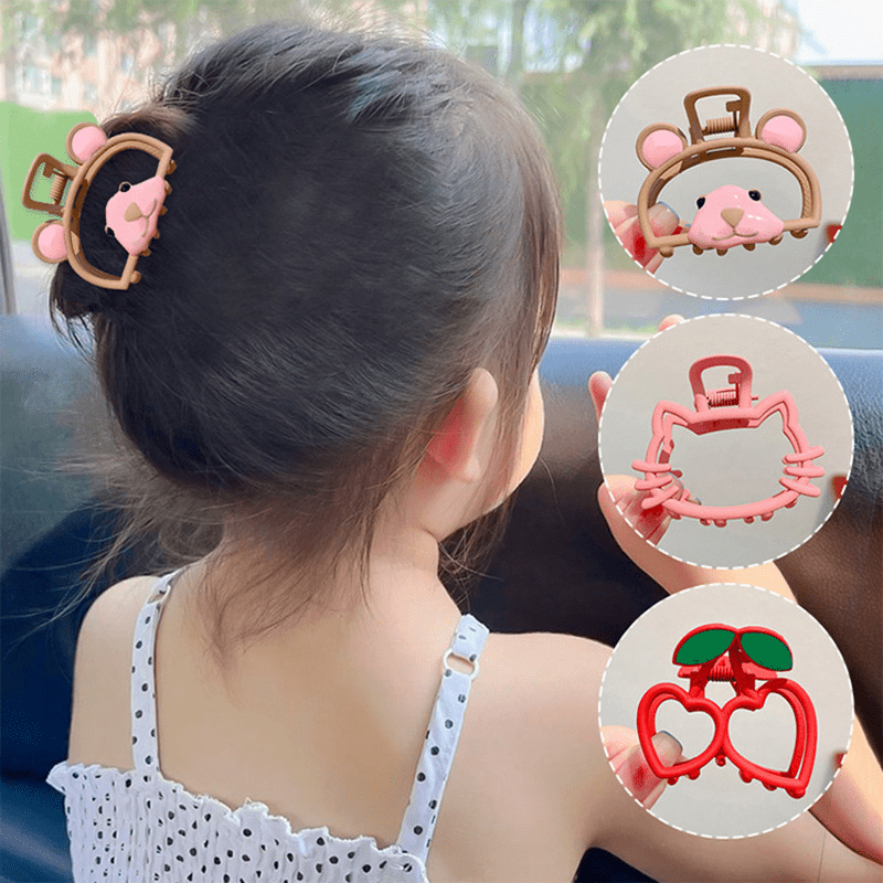Girls Cartoon Bear Cat Hair Clips Claw Clips Princess Accessories