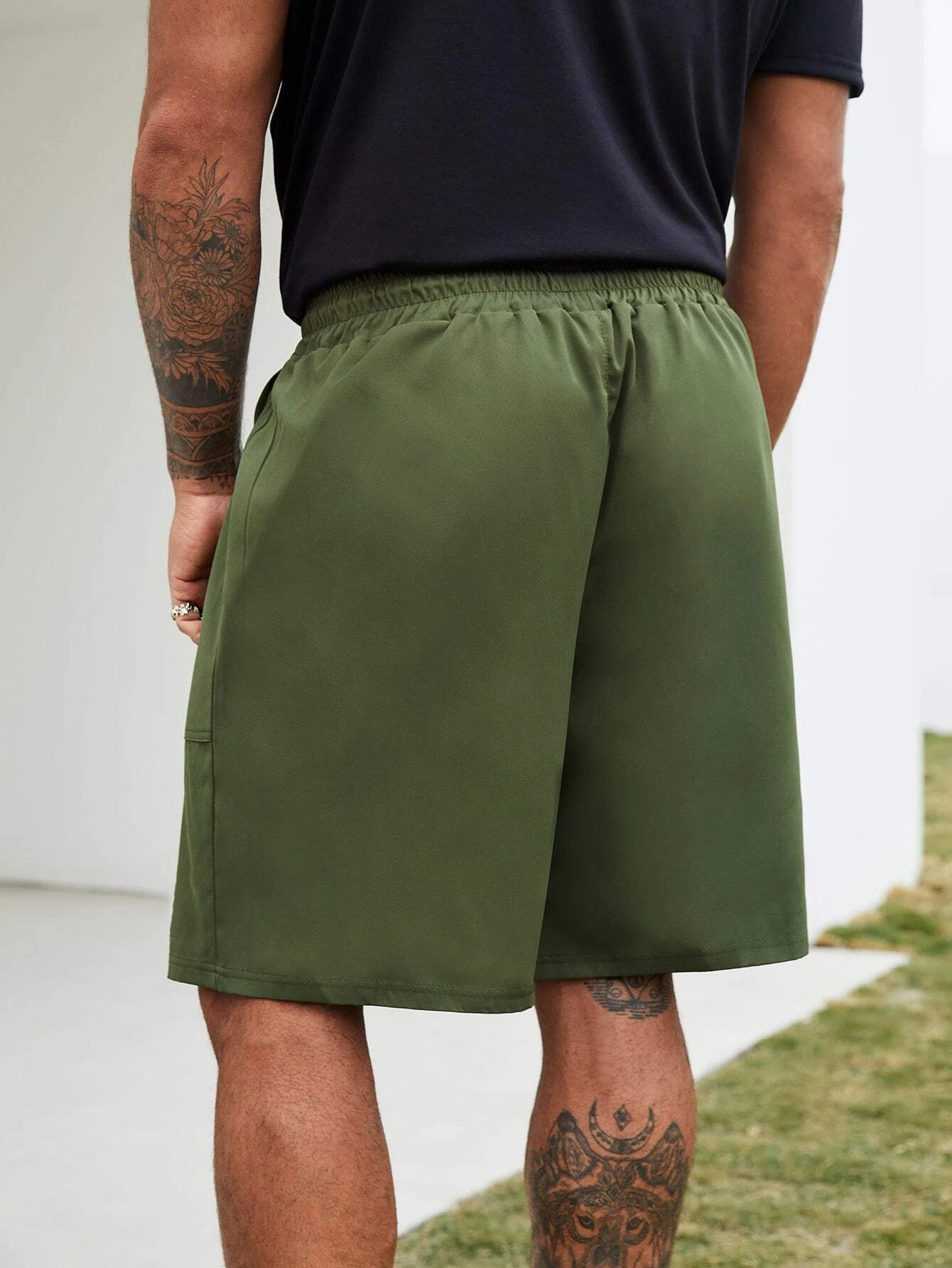 Men's Lightweight Star Cargo Shorts Elastic Waist Bermuda Shorts