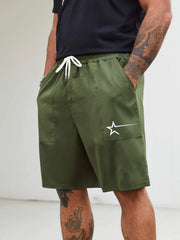 Men's Lightweight Star Cargo Shorts Elastic Waist Bermuda Shorts