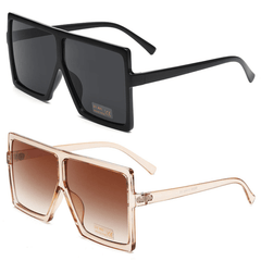 2 Pairs Oversized Square Sunglasses UV400 Sun Shades