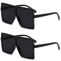 2 Pairs Oversized Square Sunglasses UV400 Sun Shades
