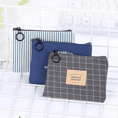 Casual Square Mini Coin Purse Key Bag Canvas Zipper Small Storage Bag