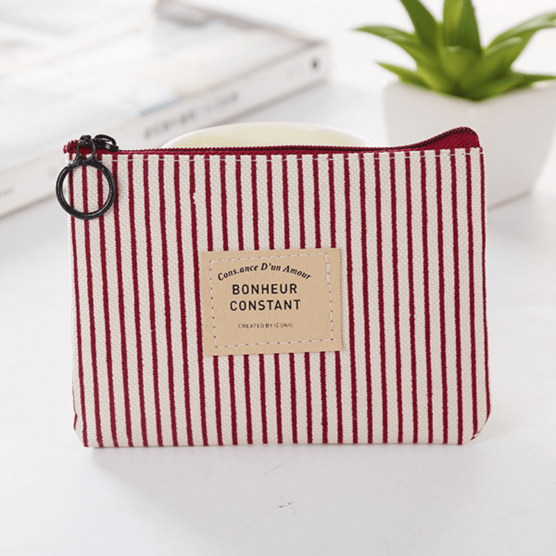 Casual Square Mini Coin Purse Key Bag Canvas Zipper Small Storage Bag