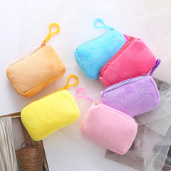 Plush Square Coin Purse Mini Storage Bag For Girls