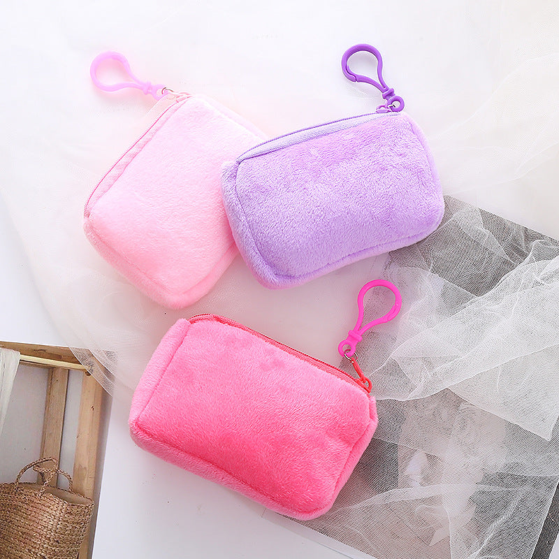 Plush Square Coin Purse Mini Storage Bag For Girls