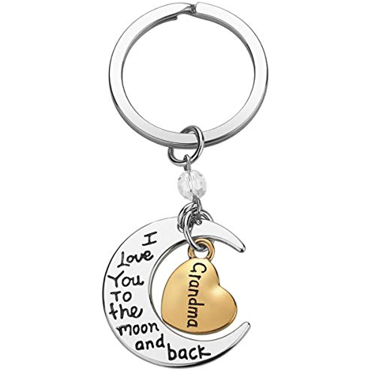 Grandma Moon Shape Key Ring Small Gift Keychain Backpack Pendant Ornament
