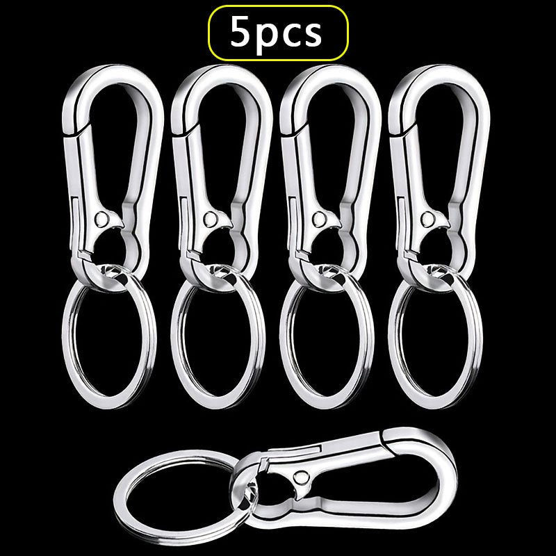5pcs Stainless Steel Carabiner Keychain Key Clip for Men