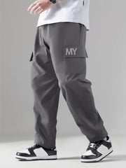 Pattern & Letter Print Men's Straight Leg Cotton Cargo Pants