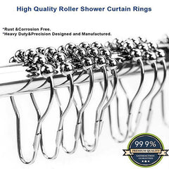 12pcs Stainless Steel Shower Curtain Hook Roller Ring Metal Shower Rings Hooks