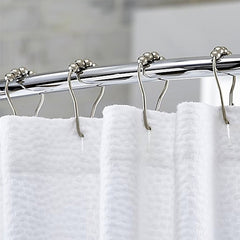 12pcs Stainless Steel Shower Curtain Hook Roller Ring Metal Shower Rings Hooks