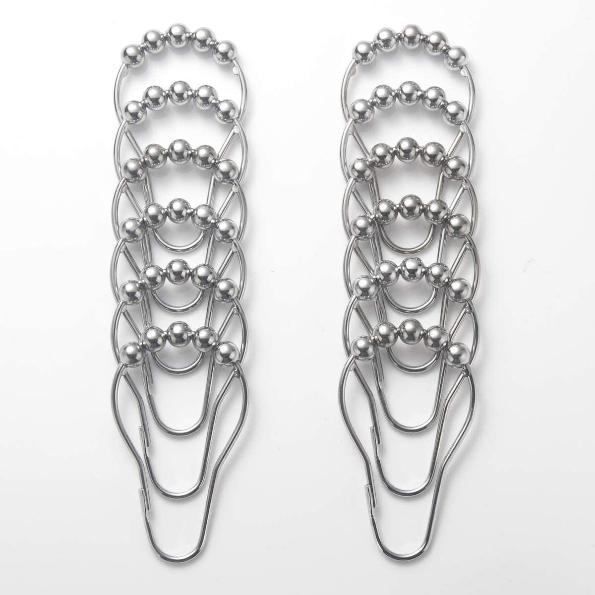 12pcs Stainless Steel Shower Curtain Hook Roller Ring Metal Shower Rings Hooks