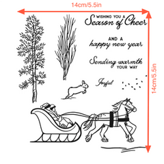 Horse & Sleigh Clear Stamp & Metal Cutting Dies DIY Scrapbooking Decor