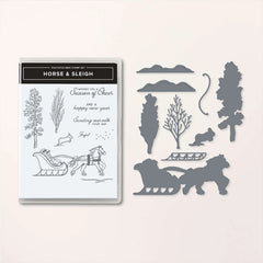 Horse & Sleigh Clear Stamp & Metal Cutting Dies DIY Scrapbooking Decor