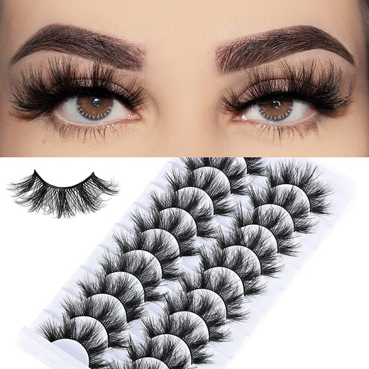 10 Pairs Fluffy 12 18mm False Eyelashes 8D Silk Faux Mink Lashes
