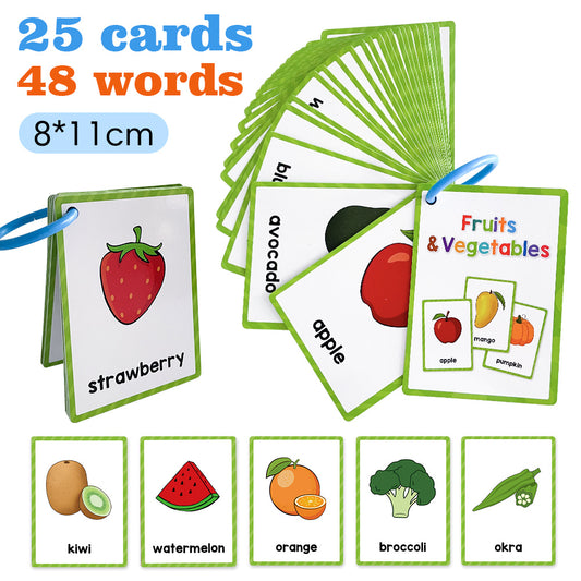 Fruits Vegetable English Flashcards Pocket Card Kids Educational Learning Toys
