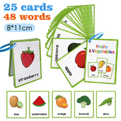 Fruits Vegetable English Flashcards Pocket Card Kids Educational Learning Toys