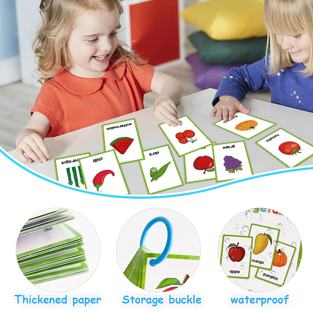 Fruits Vegetable English Flashcards Pocket Card Kids Educational Learning Toys