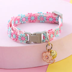 Pet Necklace with Lace Flower & Bell for Cats & Small Dogs