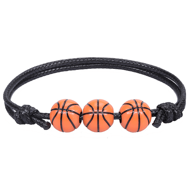 5pcs Sports Theme Adjustable Wax Rope Bracelet for Boys