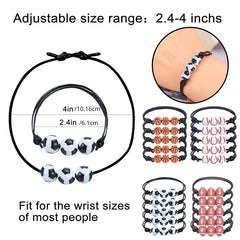 5pcs Sports Theme Adjustable Wax Rope Bracelet for Boys