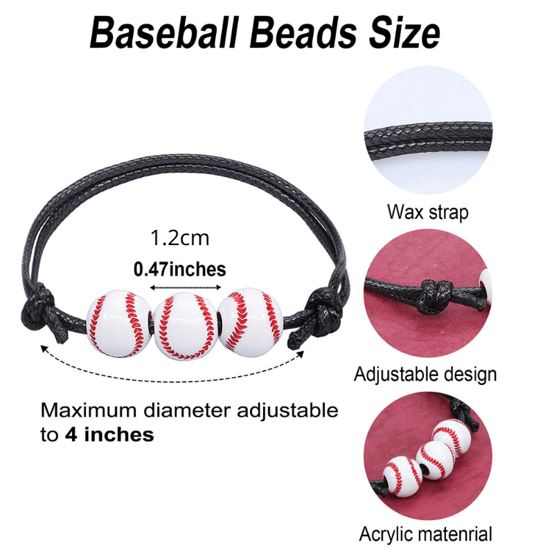 5pcs Sports Theme Adjustable Wax Rope Bracelet for Boys