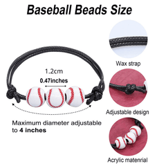 5pcs Sports Theme Adjustable Wax Rope Bracelet for Boys