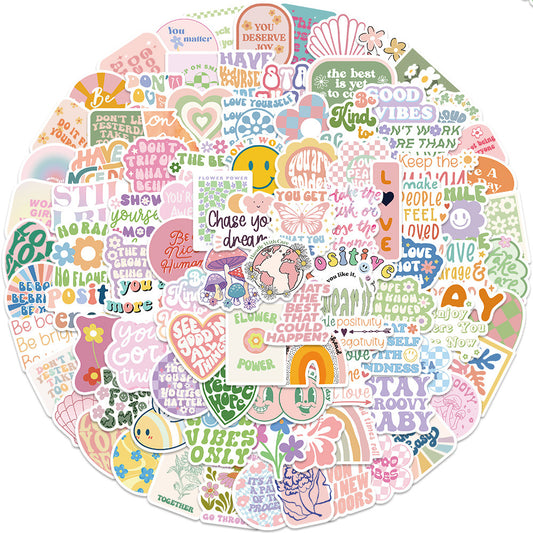 100 Colorful Inspirational Stickers for Water Bottles, Laptops, Phones & More