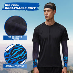UPF 50 Cooling Arm Sleeves for Men Sun Protection Sports Compression Sleeve