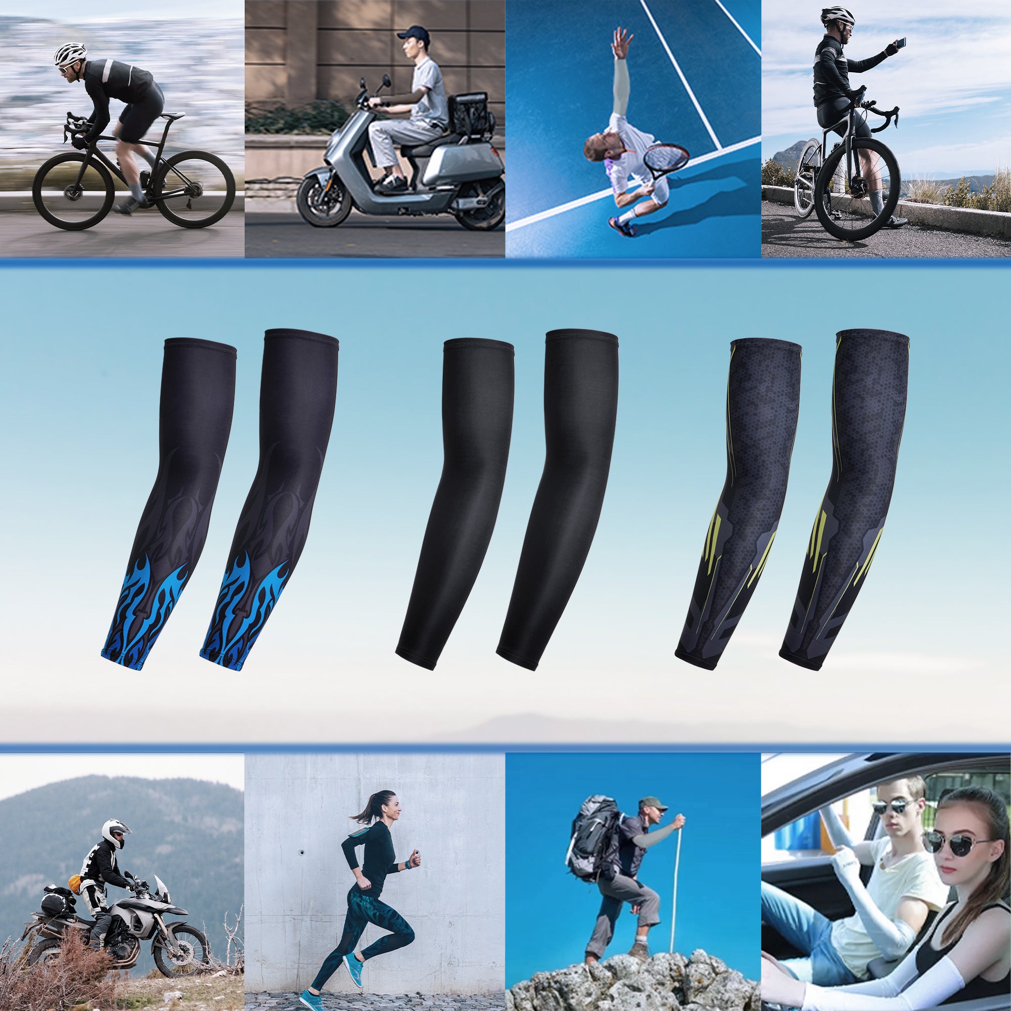 UPF 50 Cooling Arm Sleeves for Men Sun Protection Sports Compression Sleeve