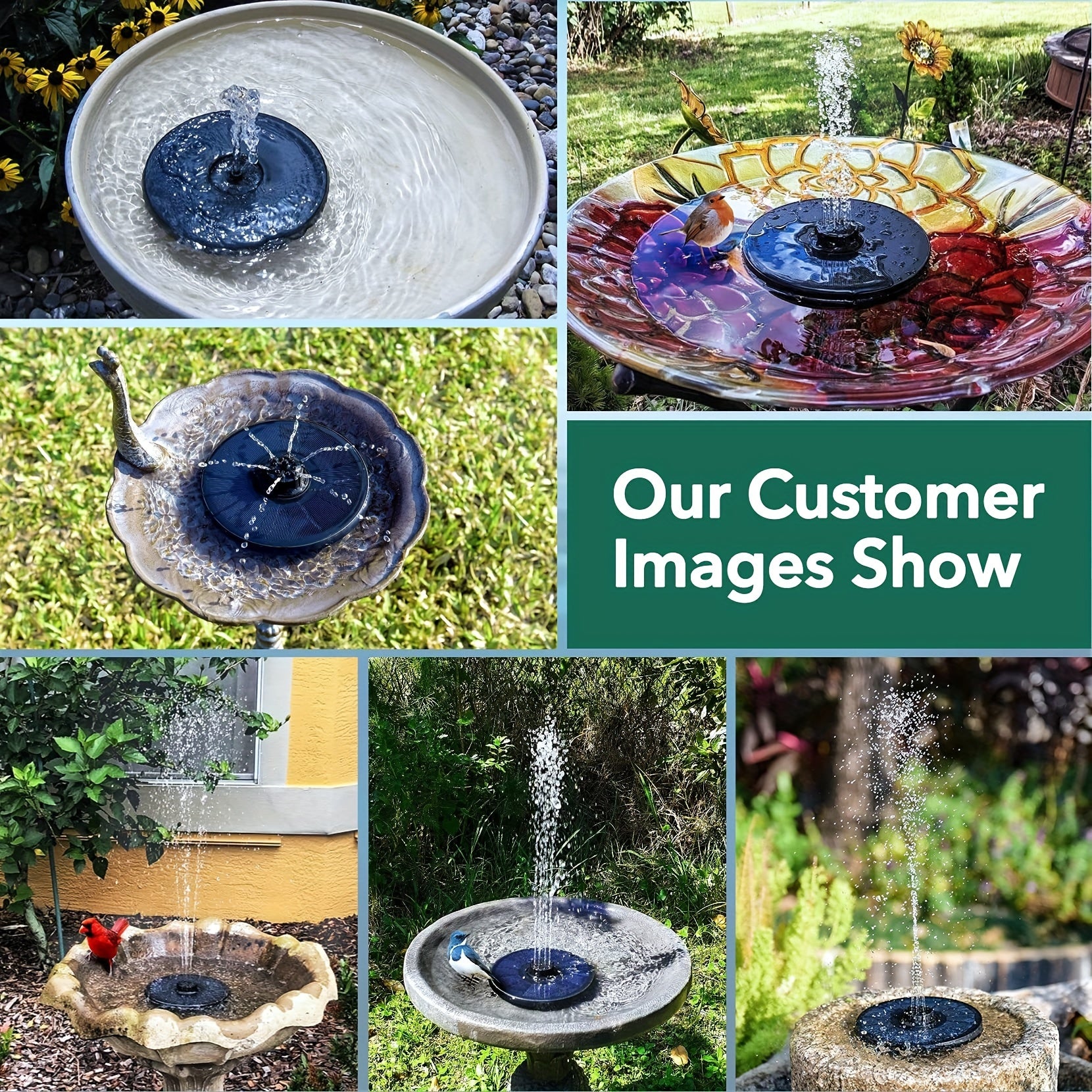 Solar Fountain 2.2W Pump 7 Water Styles Solar Bird Bath Fountain