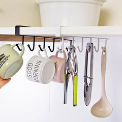 6 Hook Under Cabinet Storage Rack Kitchen Accessory for Mugs & More