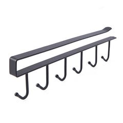 6 Hook Under Cabinet Storage Rack Kitchen Accessory for Mugs & More