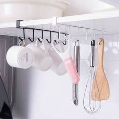 6 Hook Under Cabinet Storage Rack Kitchen Accessory for Mugs & More