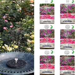 3W LED Solar Bird Bath Fountains, 1500mAh Pump, 6 Nozzles, 6 Styles