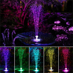3W LED Solar Bird Bath Fountains, 1500mAh Pump, 6 Nozzles, 6 Styles