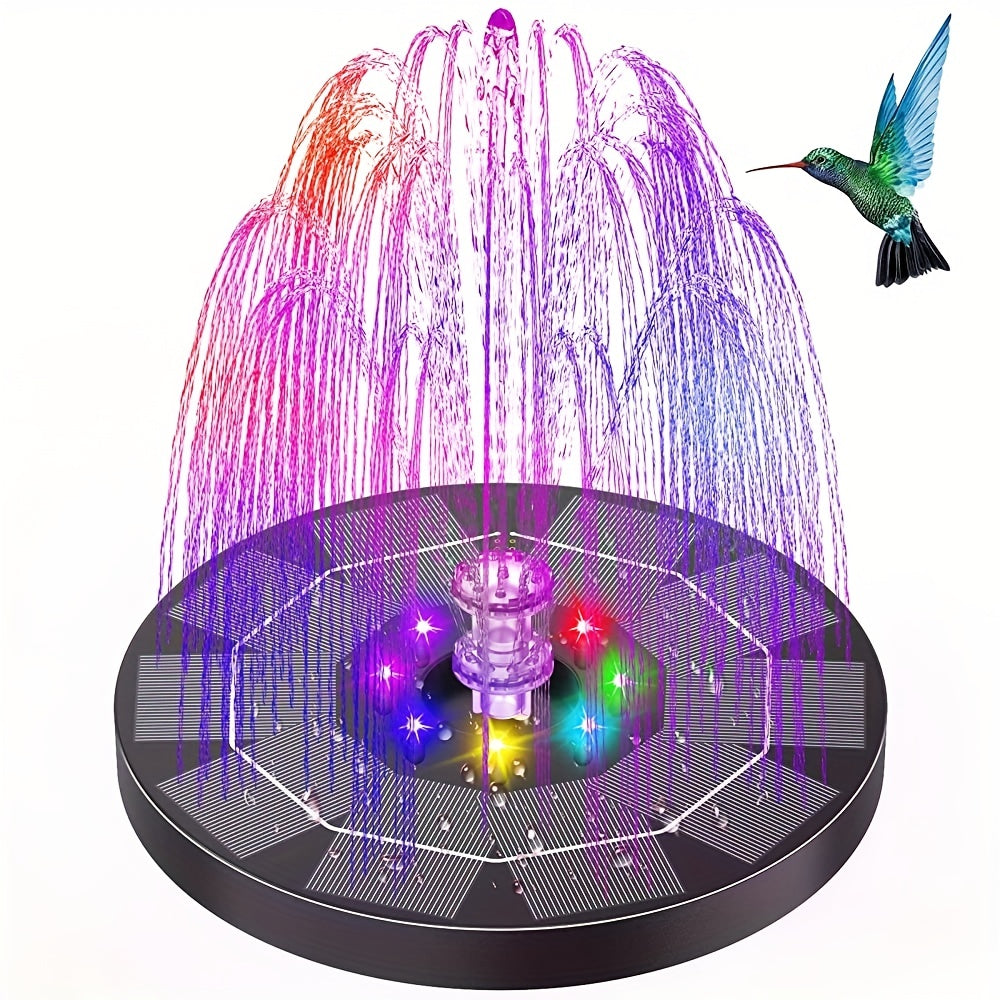 3W LED Solar Bird Bath Fountains, 1500mAh Pump, 6 Nozzles, 6 Styles