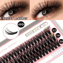 60pcs Cluster Lashes 10-40D 8-16mm C Curling Soft False Eyelashes DIY Extension