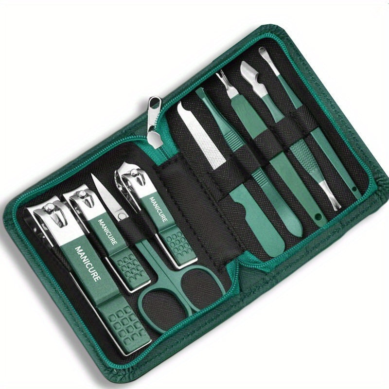 9-pc Nail Clippers & Scissors Set Carbon Steel Manicure Pedicure Tools Portable