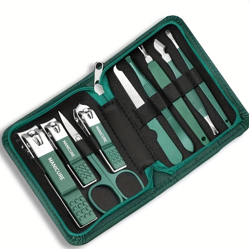 9-pc Nail Clippers & Scissors Set Carbon Steel Manicure Pedicure Tools Portable